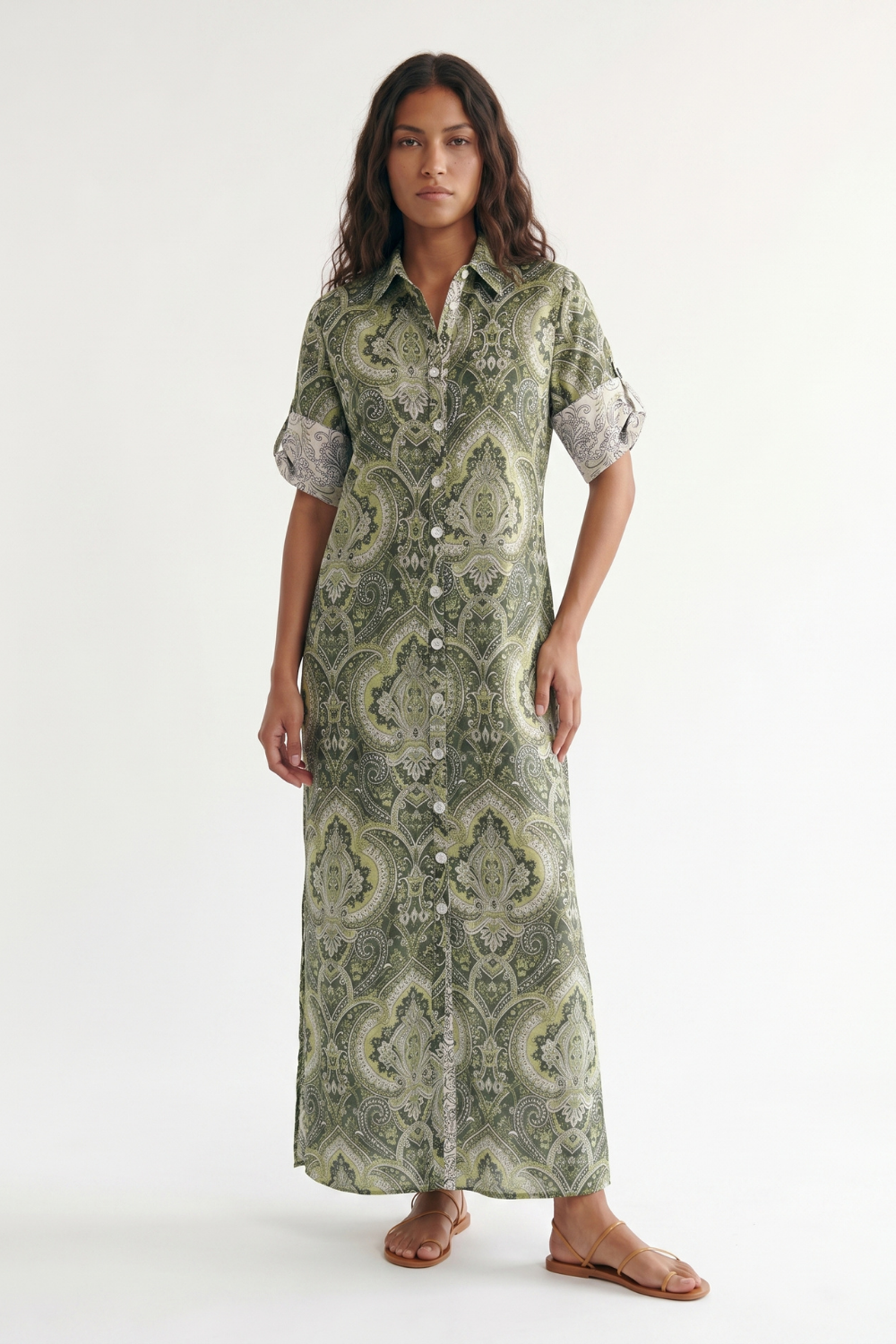 ALAÇATI Dress Maxi Paisley Green - Görsel 3